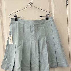 Babaton Perspective Mini Skirt Size 8 No Stress Bleach Blue Pleated Aritzia NWT