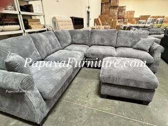 NEW Sectional Sofa and Ottoman Set Couch Discount Dark Grey Soft Fabric Corner Ashley Style Discount Furniture Big SALE Ivory white beige black green