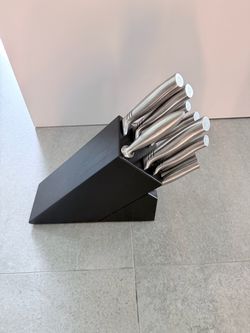 Stainless Steel Knife Set with Black Wooden Block