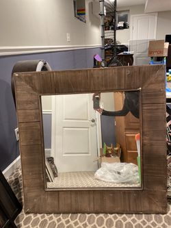 Wood distressed mirror
