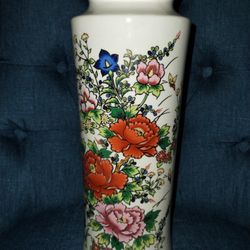 Tall Flowery Porcelain Vase