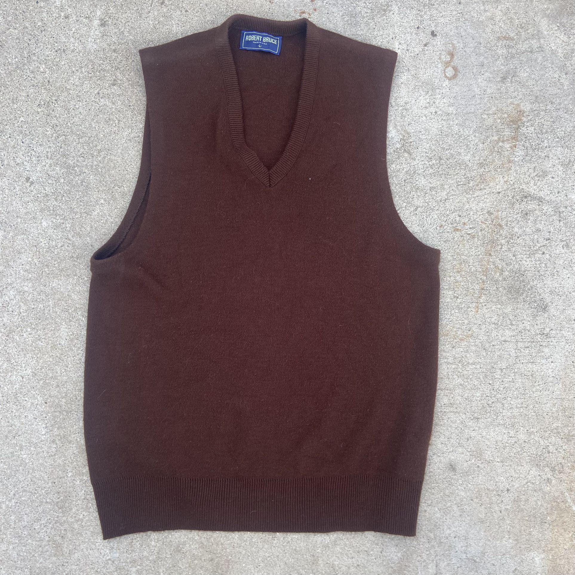 Vintage Robert Bruce Brown Sweater Vest Size Large