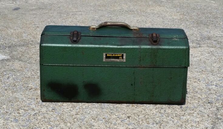 Vintage NAPA BALKAMP steel 4 tray tool box U.S.A.