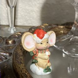 Vintage Ceramic Mouse Christmas Tree Ornament