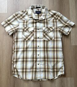 Mens Pendleton Plaid Button Up Western Shirt Size Medium Brown