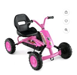 Go Kart for Kids 4 Wheel Toddler Ride On Pedal Car with Steering Handlebars
