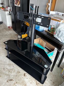Black Glass TV Stand with Mount