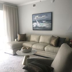 Ivory contemporary leather Sectional