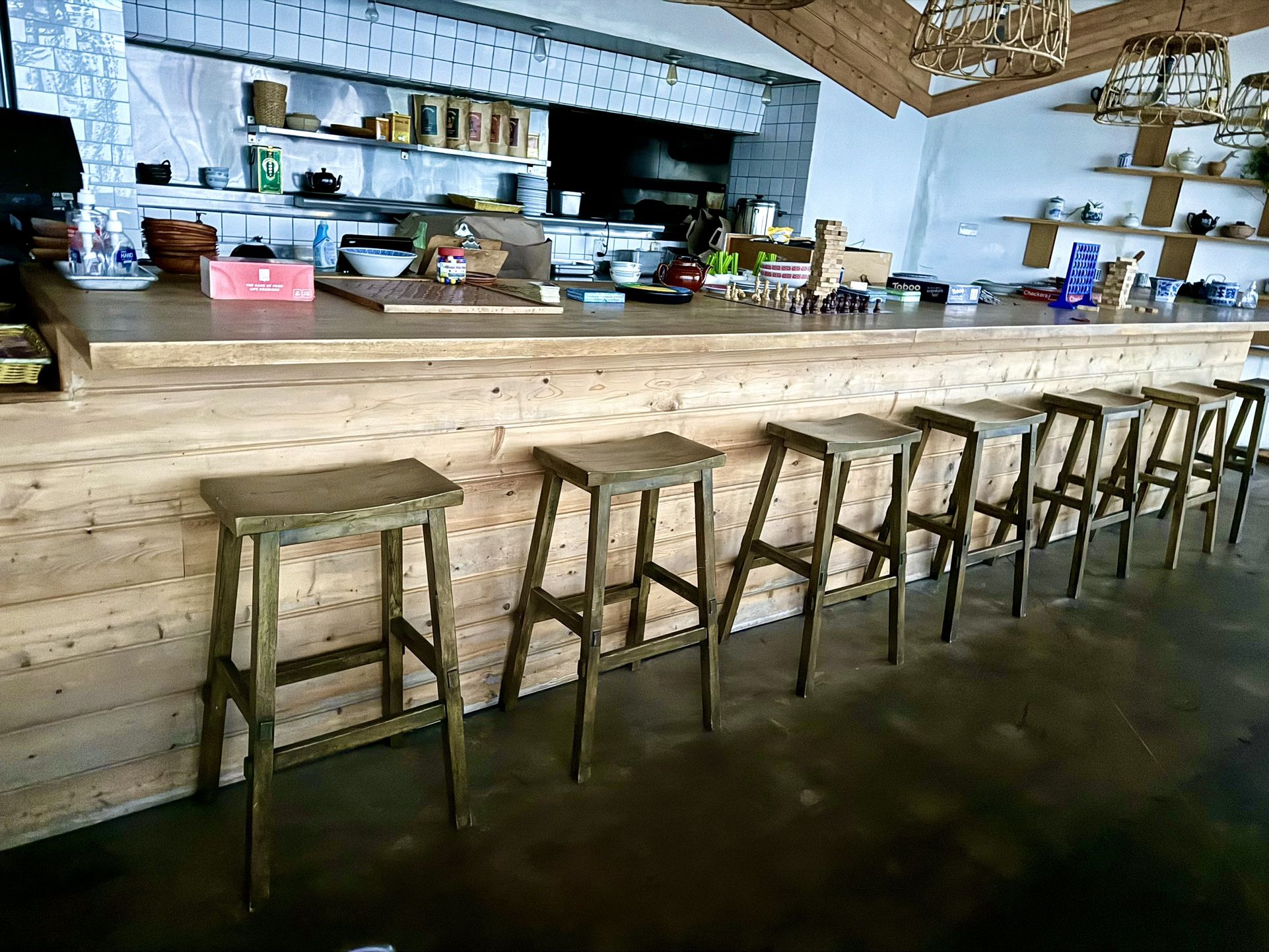 8 Wood Barstools Restaurant Moving Sale Used Good Conditions