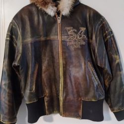 Brown Pelle With Fur Hood Size 20 $250