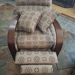 Recliner-Mcm Cherry Wood & Retro Material Recliner