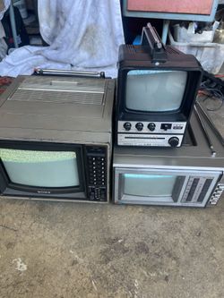 Lot of 3 vintage televisions crt tv 📺 Sony ge all power on color & b/w
