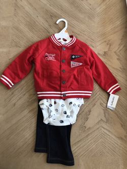 Carters 12 month NEW football onesie with jeans and jacket