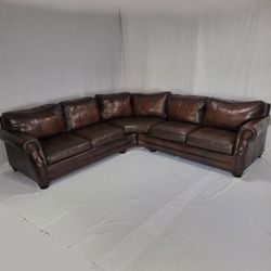 🔥 100% Havertys Top-Grain Leather Sectional - Premium Quality! 🔥