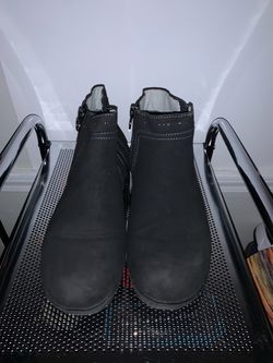 Black Suede Ankle Boots with Side Zipper
