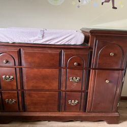 Changing Table Cherry Dresser Combo
