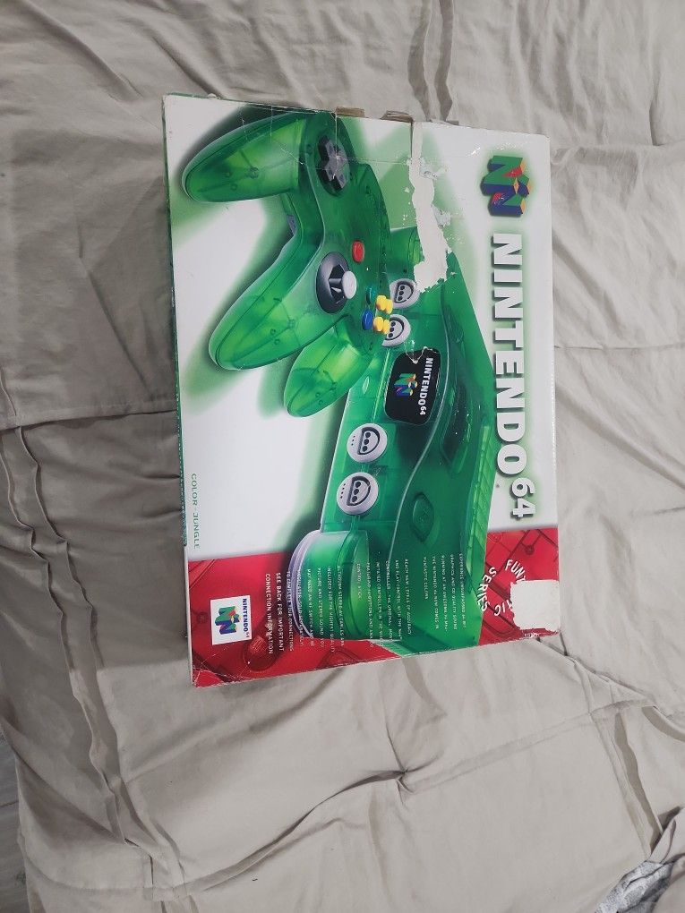 N64 Console Jungle Color In Box