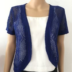 Women's Chic Knit Shrug Cardigan - Royal Blue 