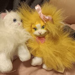 Vintage Pair Barbie Plush Cats W/ Hard To Find Orange Tabby