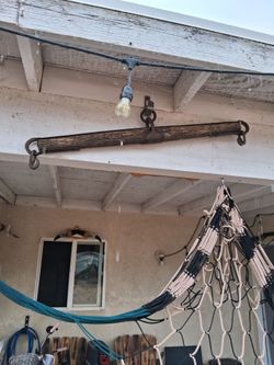 Antique Wooden Ox Yoke with Iron Hooks