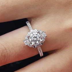 "Plain Romantic Gemstone CZ Thin Wedding Rings for Women, VP1599