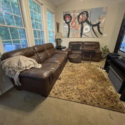 Brown Leather Sofa & Loveseat! $600