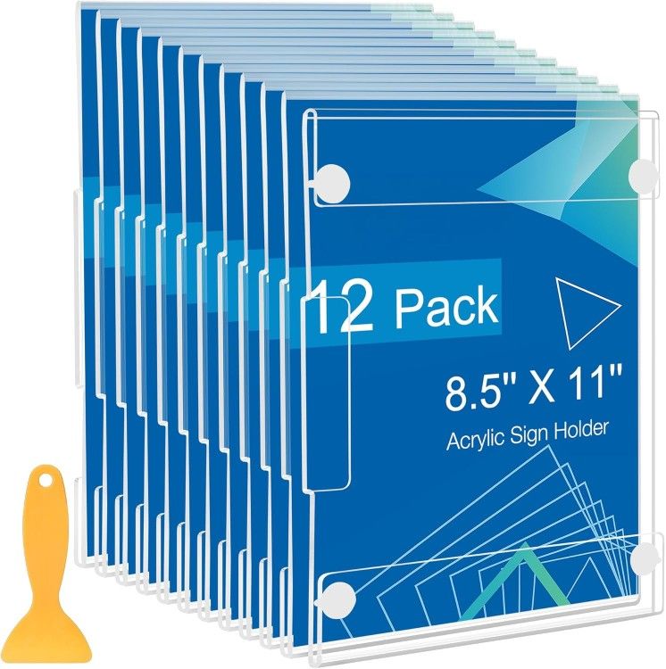 NEW - 12 Pack Acrylic Sign Holder 8.5 x 11 