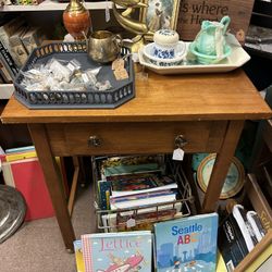 Vintage Wood Side Table or Small Desk