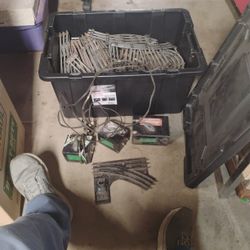 Over 60 Pieces Ho Railroad Track With Three Transformers And Switching Tracks