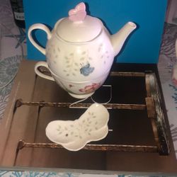 This is a Lenox Butterfly Meadow Stackable Tea Set