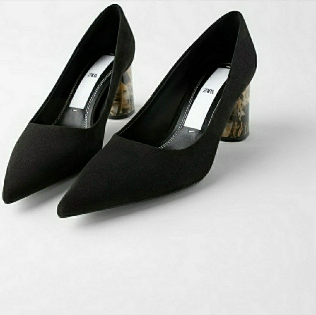 Zara marble effect block heels shoes