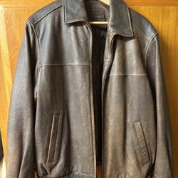 John Ashford Brown Leather Jacket, Men’s Large