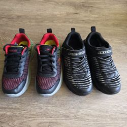 Like New! 2 Pairs Boys Skechers Sneakers - Size 13.5