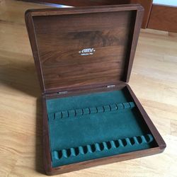 Vtg CUTCO 12-Slot Wooden Knife Storage Box Green Felt Chillicothe Ohio