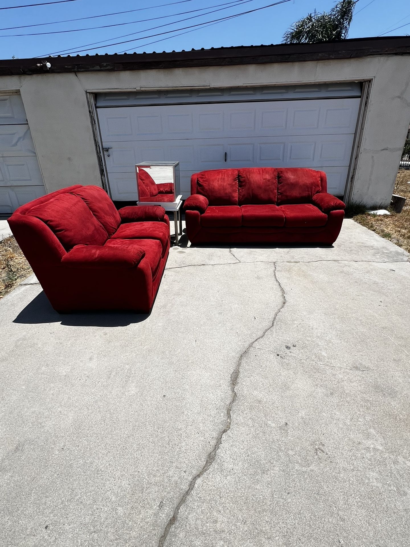 Red Suede Sofa Couch