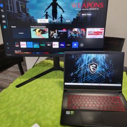 MSI Gaming Laptop + Samsung Smart Monitor