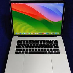 2018 Apple MacBook Pro 15" TouchBar  Silver - i7 2.6GHz 16GB RAM 256GB "Sonoma 2023" OS