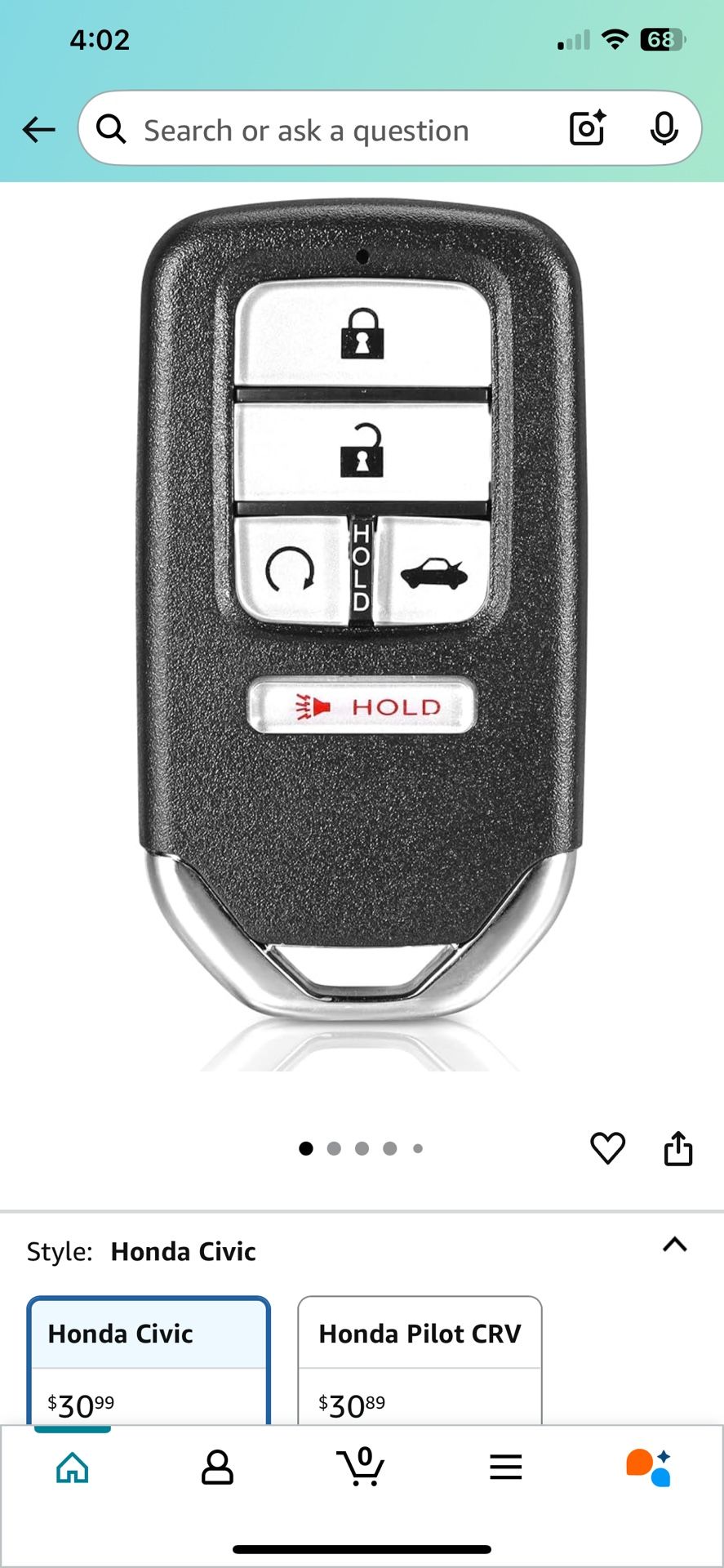 Remote control for Honda Civic and Accord