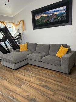 Gray Designer Sectional Sofa with Chaise