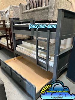Triple twin grey bunk bed litera mattresses colchones