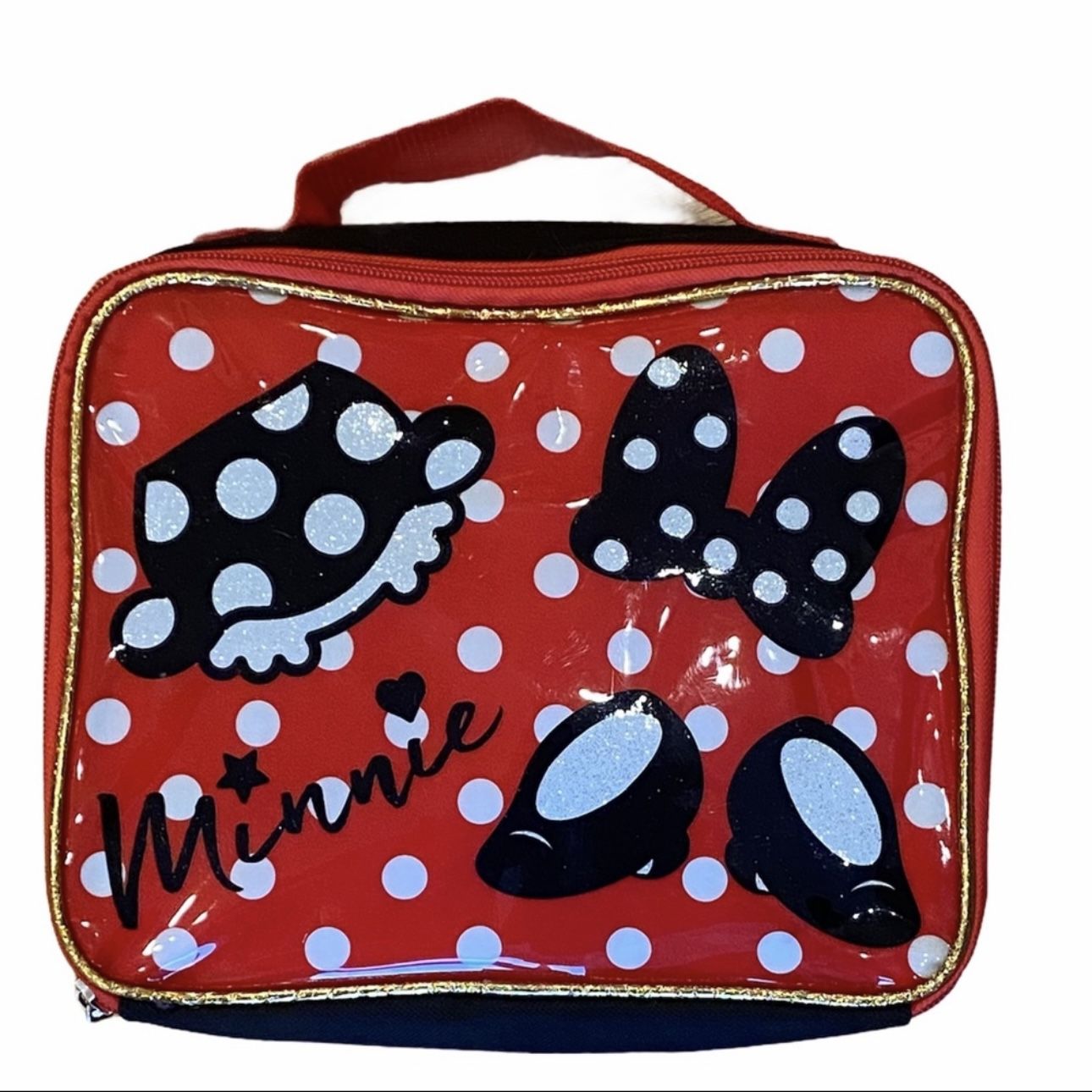 Disney Minnie Mouse Lunch Bag Box Bling Red Black White
