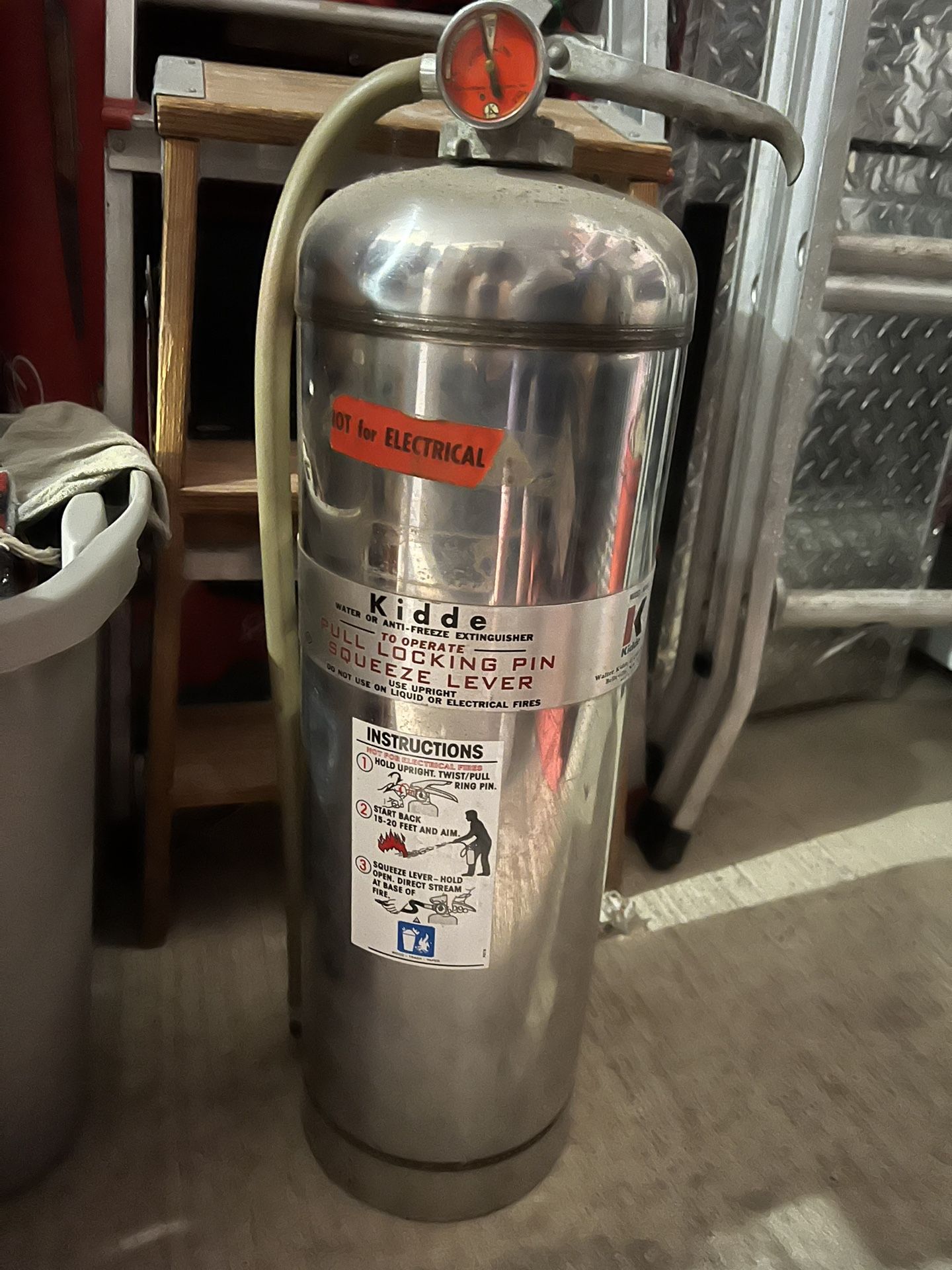 Vintage Stainless Steel Kidde Extinguisher – Water/Antifreeze