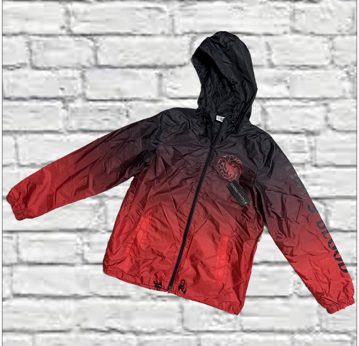 Game of Thrones HBO Fire & Blood NWT Jacket Hooded Full Zip XS Men’s Red Black