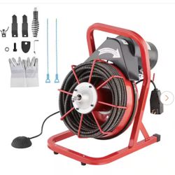 Electric Drain Auger 75 ft. x 1/2 in. Drain Cleaner Machine 370- Watt w/ Cutters Glove Sewer Snake fit 2 to 4 in. Pipe