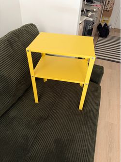 2 yellow metal ikea nightstands