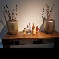 German Grey Frosted Glass Vases