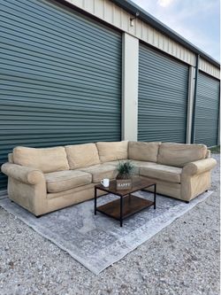 Pottery Barn Beige L-Shaped Sectional Sofa
