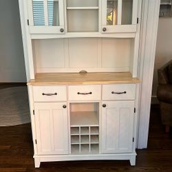 Traditional Off White Server Buffet W/ Hutch