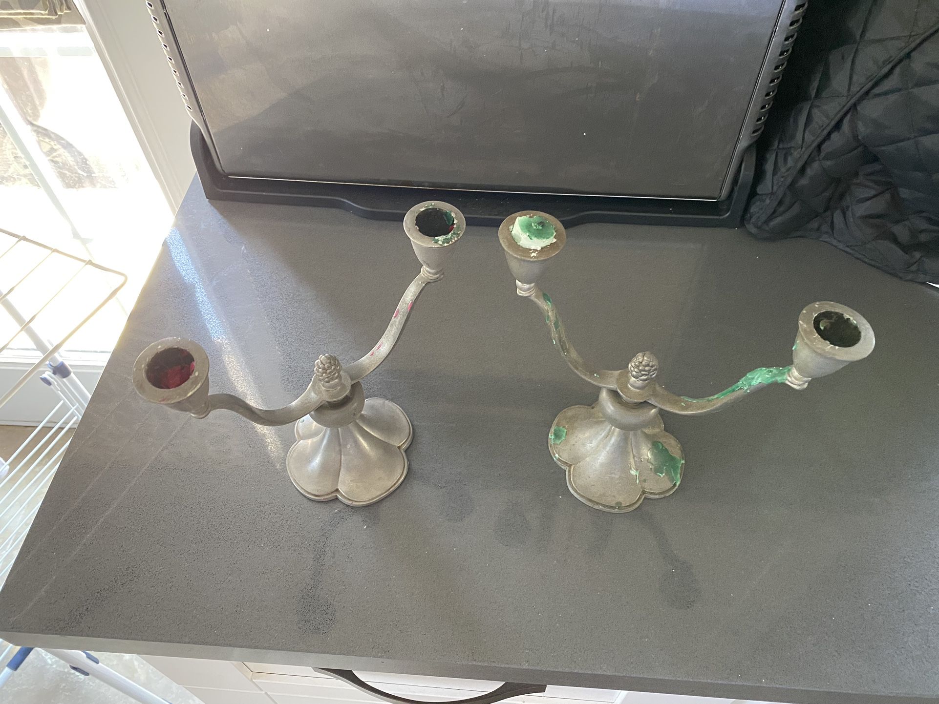 Antique Pewter Candlesticks