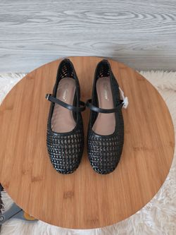 Forever Black Woven Mary Jane Flats 7.5